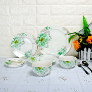 出口欧式翡翠花瓷盘装饰盘茶具套装家用西餐具盘子碗咖啡杯碟
