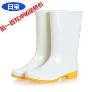 高筒食品卫生靴白色雨鞋女中筒冬季防滑防水成人，雨鞋男水鞋耐酸碱