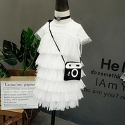 女童裙装2019韩版夏季白色，纯棉网纱层层蛋糕裙，气质公主清新范