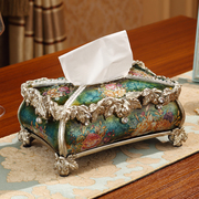 欧式纸巾盒 奢华复古家居装饰树脂餐巾盒 创意高档客厅抽纸盒摆件