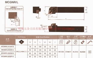 冲五钻实体复合式外圆车/主偏角91度MCGNL2525M12