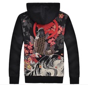 赤猿刺绣卫衣出口原单中国风刺绣棉衣刺青，纹身鲤鱼3362
