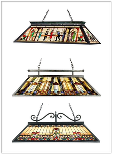 蒂凡尼欧式餐厅长吊灯 美式复古风台球桌创意灯具  玻璃灯
