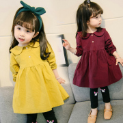女宝宝连衣裙春款2024韩版女小童，裙子长袖1-5岁娃娃领公主裙