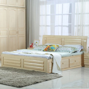 全实木床芬兰松木双人床，1.8米简约现代实木，家具1.5圆弧高箱储物床