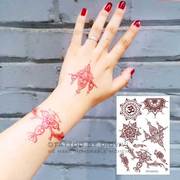 henna 红色印度手绘 海娜汉娜纹身 创意防水纹身刺青贴纸