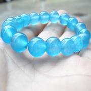 海蓝宝石手链10mm高性比(高性比，)3a4a5a蓝水润不透体蓝宝水晶手链