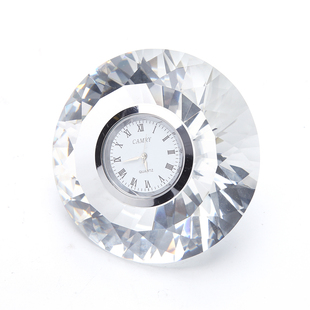 意大利进口Ranoldi水晶摆件钻石造型时钟客厅静音钟表床头小台钟