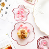 料理小碟子创意日式樱花，味碟玻璃碟子，粉色酱料碟醋碟筷架