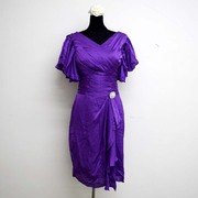 九九新礼服(新礼服)紫色，双肩褶皱亮钻演出拍照写真短款腰围2尺2hh646