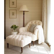 美式乡村布艺单人沙发椅客厅脚凳沙发椅组合沙发阳台休闲沙发整装