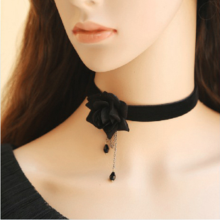 原创设计短款韩国饰品玫瑰花朵优雅颈链女欧美锁骨项链