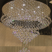 led大厅灯水晶灯创意吸顶灯圆形大厅水晶吊线灯餐厅灯水晶吸顶灯