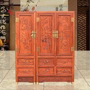 红木衣柜缅甸花梨木精雕，花鸟三门衣柜中式卧室，整体储物顶箱柜