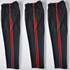黑色两道杠双白边初中高中学生运动裤 大码双杠红边细条校服裤子