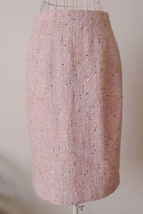 韩版羊毛呢套装衣服半身中长包臀西装裙粉红色小码通勤春季25