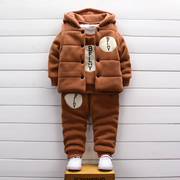 男童装秋冬款加绒加厚三件套装婴儿童卫衣女宝宝冬装1-3岁4外套潮