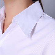 夏季女白衬衫短袖半袖职业装工作服面试工装条纹衬衣收腰