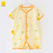 黄色小鸭连体衣男女婴儿6个月宝宝衣服纯棉短袖哈衣夏装