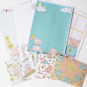 简约可爱卡通韩国创意趣味小猪图案精美信纸信封套装4款可选