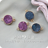 天然水晶洞吊坠~圆形小纽扣（双扣）樱花紫、蓝宝石色锁骨链手链