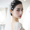 2023银白色婚纱礼服头饰边夹新娘森系甜美大气韩式结婚配饰品