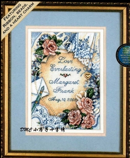 小房子十字绣法国dmc套件复古婚礼，纪念dim绝版图珍珠爱心