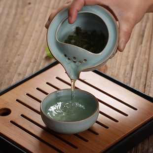 龙泉青瓷快客杯一壶一杯便携旅行整套陶瓷功夫茶具套装茶杯茶壶