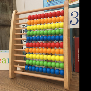 串珠绕珠早教益智玩具计算架积木榉木彩虹，学习儿童算盘珠木丸子