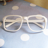 白色全框方形无镜片眼镜框 眼镜架 装饰蓝色粉色紫色红色塑料记忆