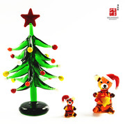 日系迷你手作玻璃动物植物彩色圣诞树圣诞节系列卡通动物秋千摆件