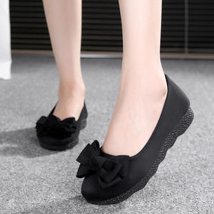 老北京布鞋女单鞋平跟黑色工作鞋孕妇鞋平底厚底防滑女鞋