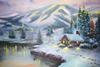 托马斯欧洲风景雪景喷绘油画，客厅装饰画画芯油画布105