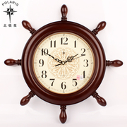 北极星船舵挂钟客厅静音创意时钟现代欧式地中海挂件装饰石英钟表