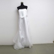 九九新婚纱白色抹胸蕾丝加大影楼拍照拖尾礼服腰围3尺2HH503