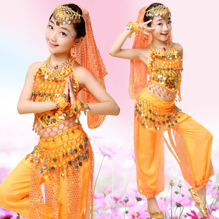 幼儿新疆舞民族表演服儿童肚皮舞套装，演出服印度舞蹈服装女儿童
