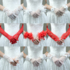 新娘婚纱手套2023蕾丝花边，勾指短款有指长款结婚白色红色配饰