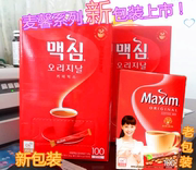 韩国进口麦馨Maxim原味三合一速溶咖啡100条红色礼盒微甜偏苦