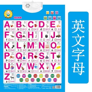 儿童宝宝学26个英语英文，字母表挂图有声拼音，英标发音图片墙贴全套