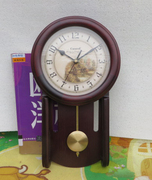 韩式田园钟表创意个性客厅挂钟  中式实木小型简约壁挂摆钟