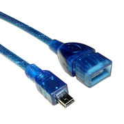透明蓝加粗 短线 USB母对MINI 5P USB母头转T口 车载转接线OTG