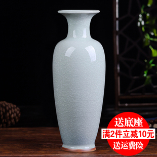 景德镇陶瓷器花瓶摆件钧瓷仿古开片插花器现代中式家居客厅装饰品
