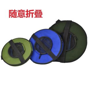 钓鱼桶活鱼桶折叠水箱便携带盖水桶钓鱼用具，背带帆布圆形鱼桶鱼护