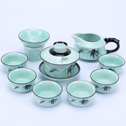 青瓷功夫茶具整套装茶杯茶壶盖碗茶海家用陶瓷功夫茶具礼盒装