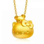 黄金3d硬金hellokitty凯蒂，猫猫背熊吊坠猫头，送k金项链易鑫珠宝