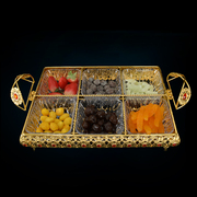 欧式客厅大号干果盘分格带盖创意亚克力6格糖果盒婚庆瓜子盘
