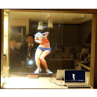 韩国全息膜双面成像正背投膜透明3D全息互动橱窗投影膜镜面玻璃膜