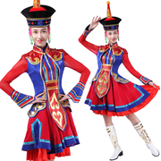 蒙古服装女舞蹈服民族舞蹈演出服装蒙古舞蹈欢乐姑娘舞台服装定制