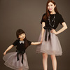 夏装亲子装母女裙装，韩版时尚短袖t恤网纱裙套装，女童公主裙蓬蓬裙