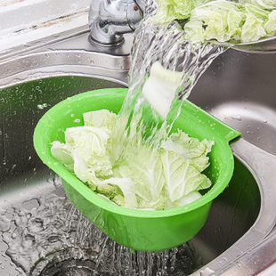 创意厨房水槽沥水篮 厨具收纳置物架洗菜米沥水挂篮 塑料收纳篮